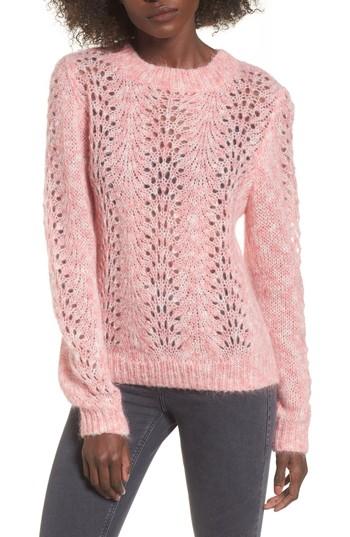 Women's Topshop Strawberry Cream Open Knit Sweater Us (fits Like 6-8) - Pink
