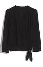 Women's Madewell Silk Wrap Top, Size - Black
