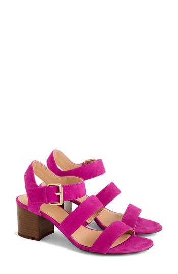 Women's J.crew Three-strap Suede Sandal .5 M - Pink