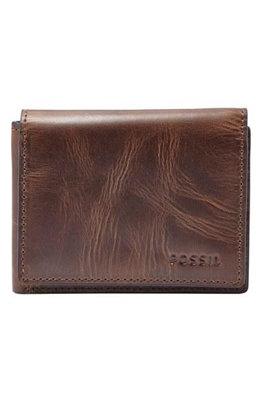 Men's Fossil 'derrick' Leather Flip Trifold Wallet -