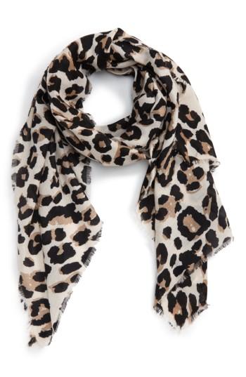 Women's Bp. Leopard Print Scarf, Size - Black
