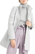 Women's J.crew Lodge Italian Stadium Cloth Wool Coat - Grey