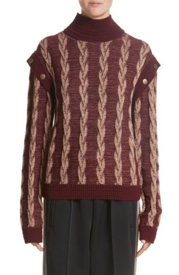 Women's Marc Jacobs Cable Knit Turtleneck Sweater - Burgundy