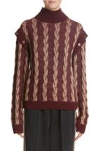 Women's Marc Jacobs Cable Knit Turtleneck Sweater - Burgundy