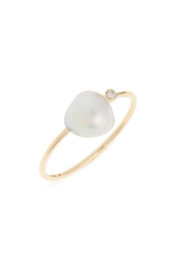 Women's Mizuki Sea Of Beauty Diamond & Keshi Pearl Ring