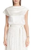 Women's St. John Collection Drape Liquid Satin Top, Size - White