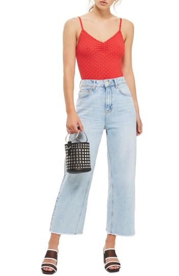Women's Topshop Polka Dot Bodysuit Us (fits Like 0) - Red