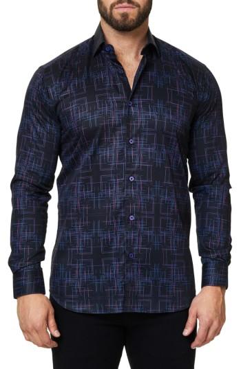 Men's Maceoo Regular Fit Geo Print Sport Shirt (s) - Black