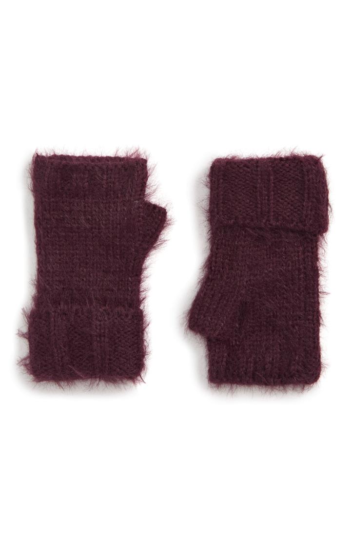 Women's Treasure & Bond Eyelash Fingerless Gloves, Size - Burgundy