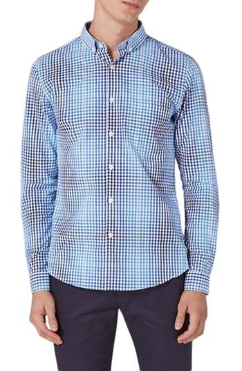Men's Topman Ombre Gingham Woven Shirt