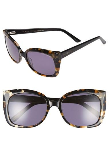 Women's Ted Baker London 'hi Dimension' 55mm Cat Eye Sunglasses - Black Marble