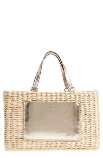 Frances Valentine Medium Woven Straw Tote - Metallic