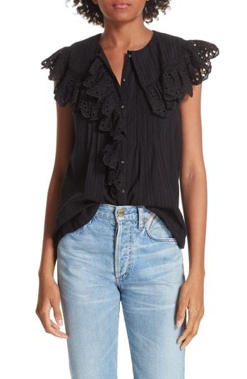 Women's La Vie Rebecca Taylor Satin Stripe Top - Black
