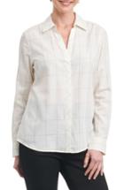 Women's Foxcroft Nicole Windowpane Print Shirt - Ivory
