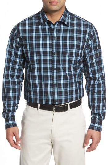 Men's Cutter & Buck Summerland Non-iron Plaid Sport Shirt, Size - Purple