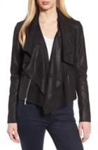 Women's Trouve Convertible Drape Leather Jacket, Size - Black