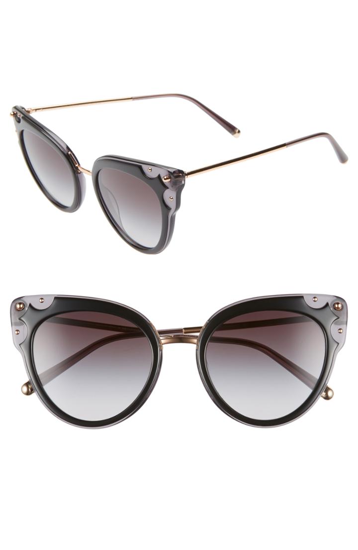Women's Dolce & Gabbana 51mm Cat Eye Sunglasses - Black/ Gold/ Black Gradient
