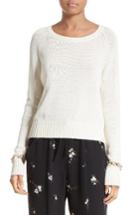 Women's A.l.c. Dree Embellished Cuff Cotton Sweater - White
