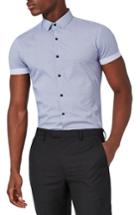 Men's Topman Slim Fit Geo Print Sport Shirt, Size - Blue