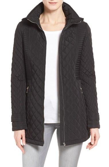 Women's Calvin Klein Hooded Quilted Jacket - Black