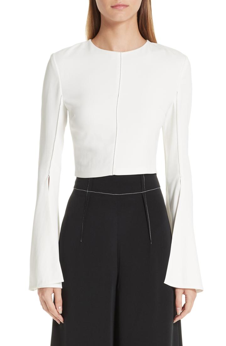 Women's Cushnie Et Ochs Flare Sleeve Crop Top - White
