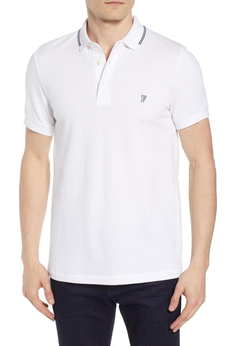 Men's French Connection Summer Tipped Polo, Size - White