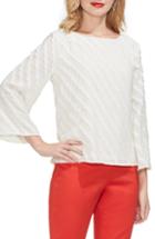 Women's Vince Camuto Clipped Scallop Stripe Top - Ivory