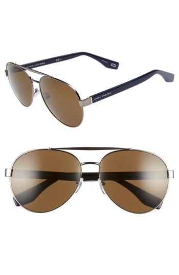 Women's Marc Jacobs 60mm Aviator Sunglasses - Gold/ Dark Havana/ Blue Green