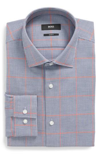 Men's Boss Ismo Slim Fit Windowpane Dress Shirt .5 - Blue