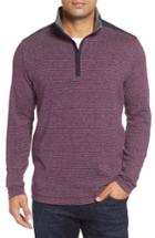 Men's Bugatchi Classic Fit Striped Quarter Zip Pullover, Size - Purple