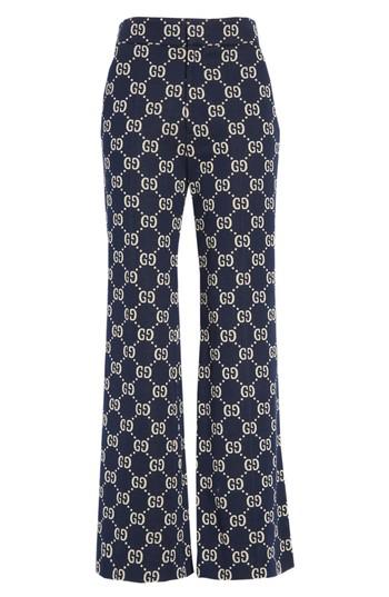 Women's Gucci Gg Embroidered Jersey Crop Pants Us / 42 It - Blue
