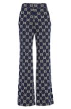 Women's Gucci Gg Embroidered Jersey Crop Pants Us / 42 It - Blue