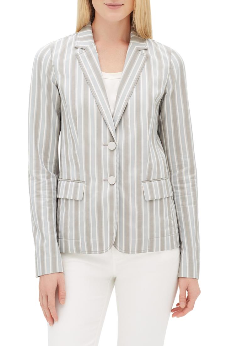 Women's Lafayette 148 New York Vangie Elixir Stripe Jacket - Grey