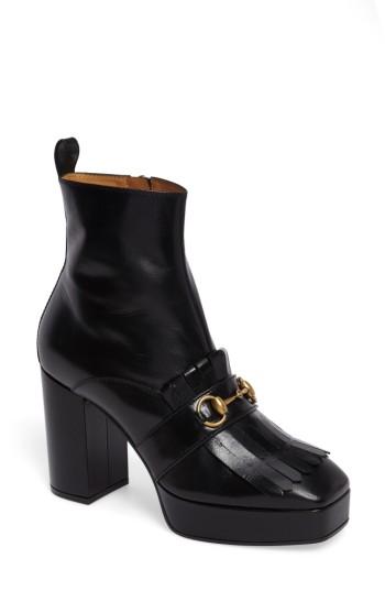 Women's Gucci Novel Square Toe Platform Bootie Us / 37eu - Black