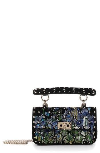 Valentino Garavani Small Spike. It Floral Sequin Bag - Black
