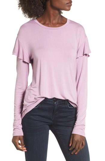 Women's Bp. Ruffle Shoulder Tee - Purple