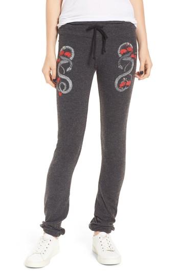 Women's Dream Scene Red Snakes Sweatpants, Size - Black