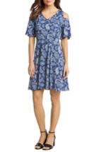 Women's Karen Kane Cold Shoulder Paisley Dress - Blue