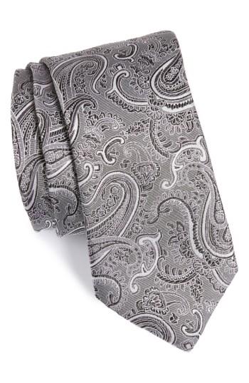 Men's Calibrate Floating Paisley Silk Tie, Size - Black