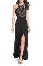 Women's Morgan & Co. Lace Bodice Strappy Gown /2 - Black
