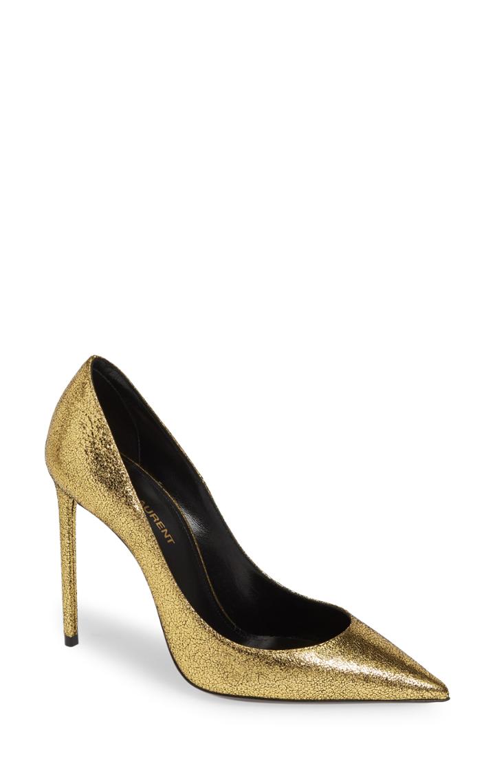 Women's Saint Laurent Zoe Glitter Pump Us / 36eu - Metallic