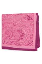 Men's Calibrate Paisley Cotton & Silk Pocket Square, Size - Pink