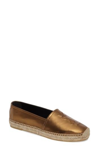 Women's Saint Laurent Metallic Logo Espadrille Us / 39eu - Metallic
