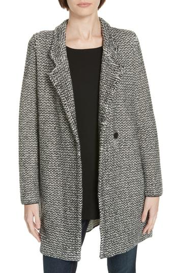 Women's Eileen Fisher Organic Cotton Blend Tweed Coat, Size - Black