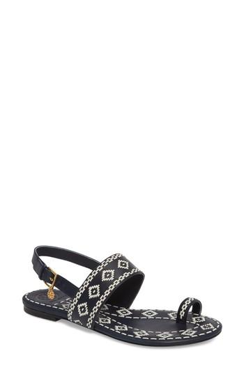 Women's Tory Burch Blake Toe Loop Slingback Sandal .5 M - Blue