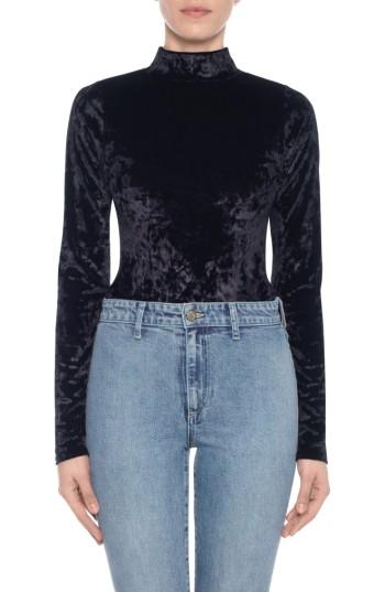 Women's Joe's Mock Neck Velvet Bodysuit - Black