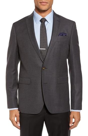 Men's Sand Trim Fit Wool Blazer R Eu - Grey