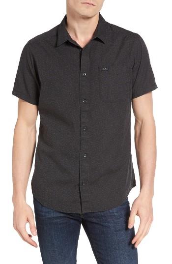 Men's Rvca Cluster Floral Print Woven Shirt - Black