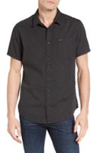 Men's Rvca Cluster Floral Print Woven Shirt - Black