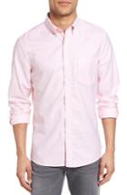 Men's Nordstrom Men's Shop Trim Fit Washed Oxford Shirt, Size - Pink